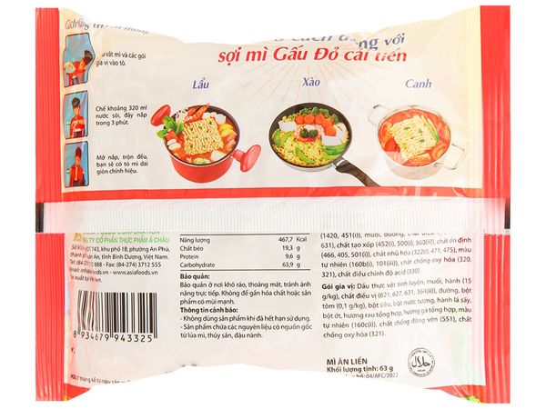 Mì Gấu Đỏ tôm và gà gói 63g