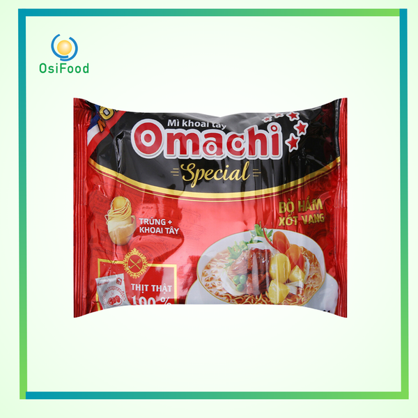 Mì khoai tây Omachi Special bò hầm xốt vang gói 92g (có gói thịt thật)
