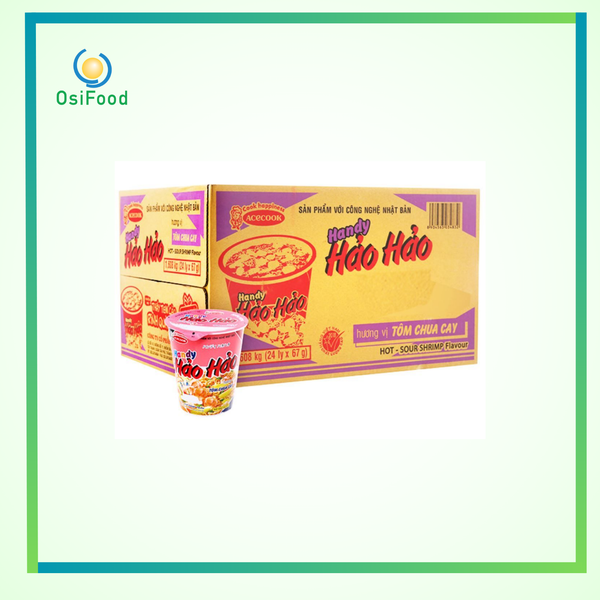 Mì Ly Handy Hảo Hảo - Tôm chua cay thùng 24ly x 67g