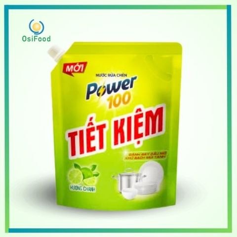 Nước rửa chén Power 100 tiết kiệm hương chanh túi 3.5kg