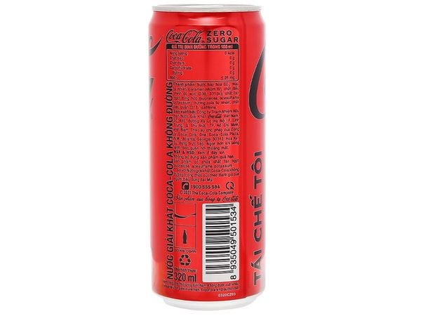 Nước ngọt Coca không đường 320ml lon