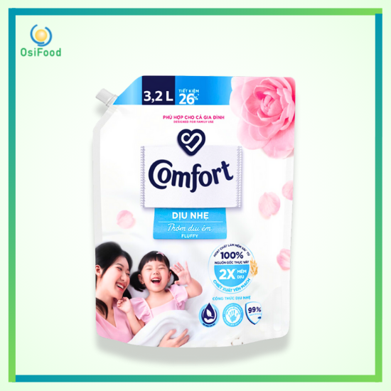 Nước xả Comfort đậm đăc dịu nhẹ thơm dịu êm túi 3.2L