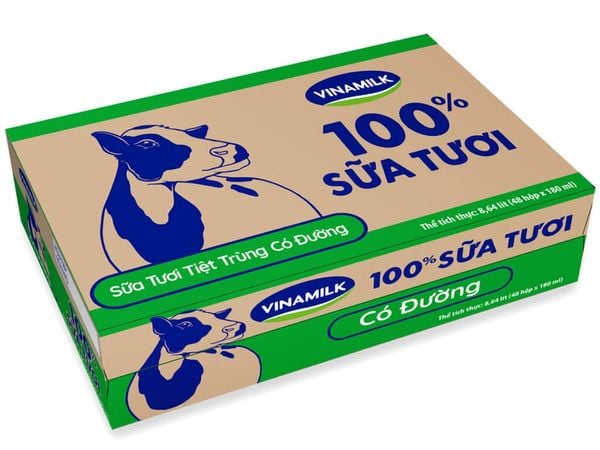 Sữa tươi tiệt trùng Vinamilk 100% có đường 48x180ml