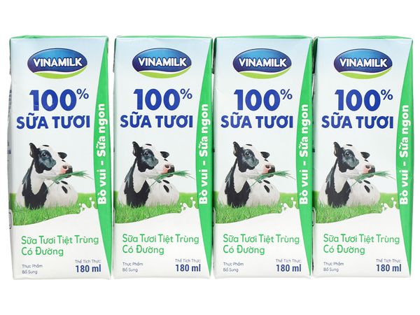 Sữa tươi tiệt trùng Vinamilk 100% có đường 48x180ml