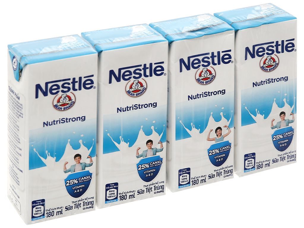  Sữa tiệt trùng Nestle có đường lốc 4x180ml 