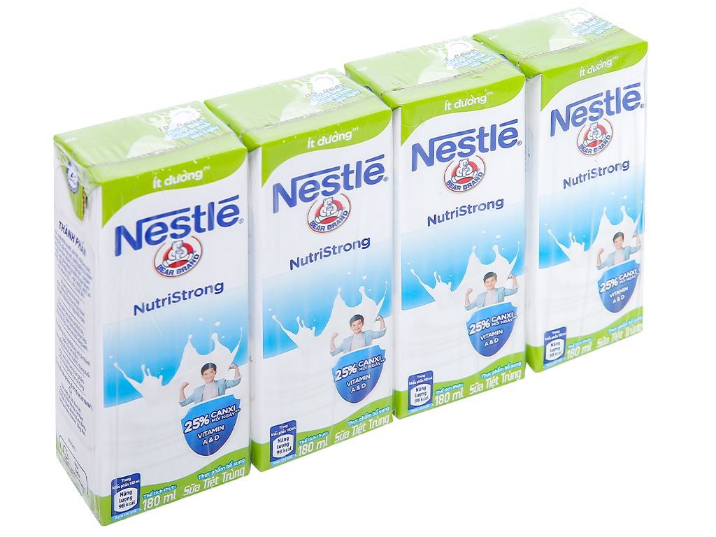  Sữa tiệt trùng Nestle ít đường lốc 4x180ml 