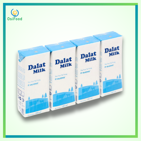 Sữa tươi tiệt trùng Đà Lạt Milk ít đường lốc 4x180ml