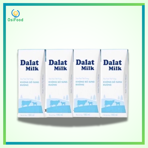 Sữa tươi tiệt trùng Đà Lạt Milk không đường lốc 4x180ml