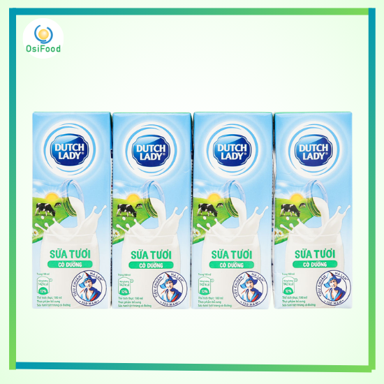 Sữa tươi tiệt trùng Dutch Lady có đường 4x180ml