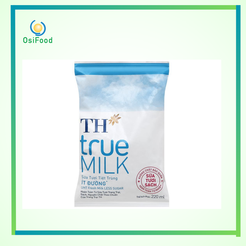 Sữa tươi tiệt trùng TH ít đường gói 220ml