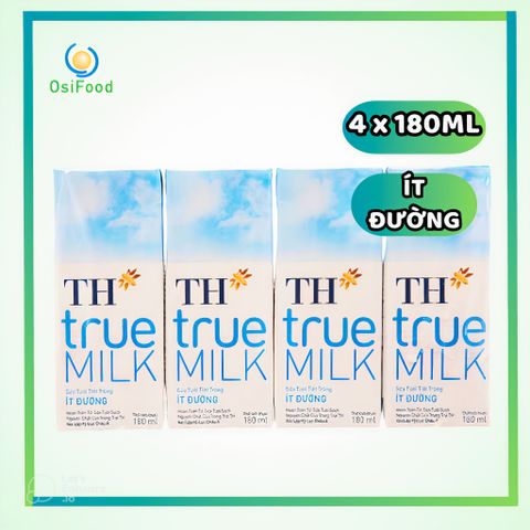 Sữa tươi tiệt trùng TH ít đường 4x180ml