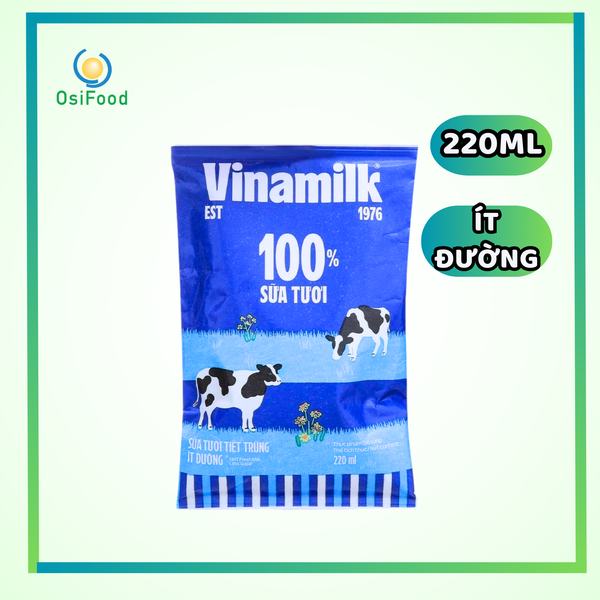 Sữa tiệt trùng Vinamilk ít đường 220ml