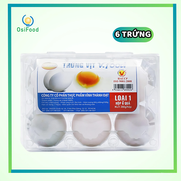 Trứng vịt vỉ 6 trứng VTD