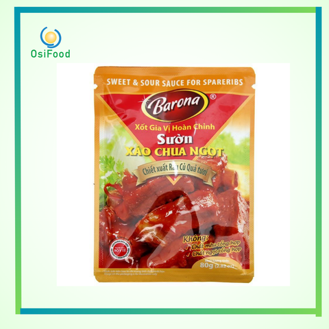 Xốt gia vị hoàn chỉnh sườn xào chua ngọt Barona gói 80g