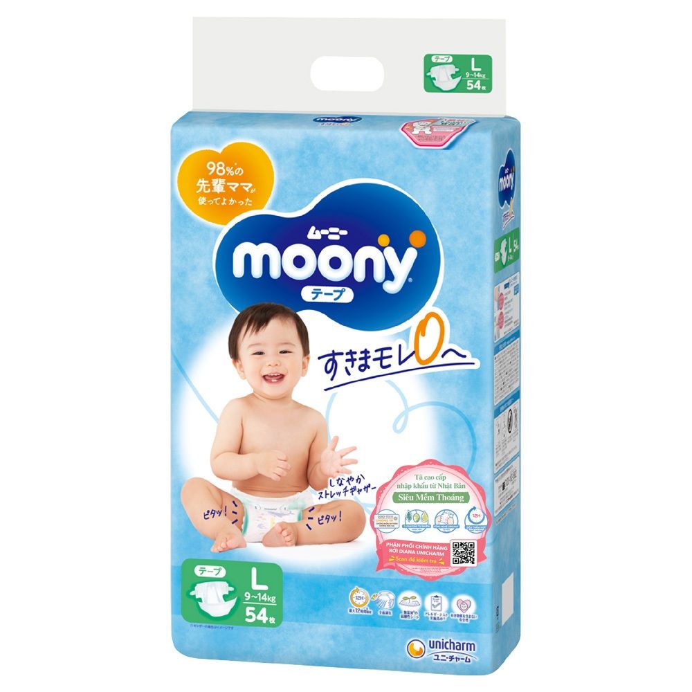 Bỉm Moony Natural Nội Địa Chính Hãng - Dán/Quần Đủ Size NB63/S58/M48/L36/XL3200