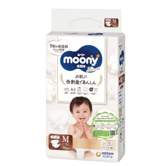 Bỉm Moony Natural Nội Địa Chính Hãng - Dán/Quần Đủ Size NB63/S58/M48/L36/XL3200