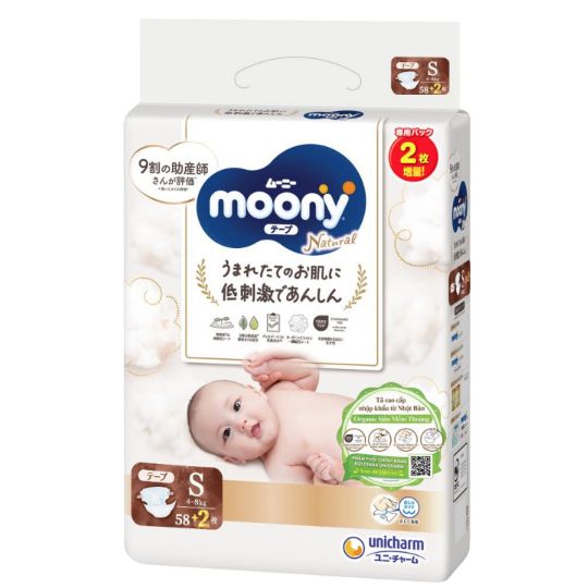 Bỉm Moony Natural Nội Địa Chính Hãng - Dán/Quần Đủ Size NB63/S58/M48/L36/XL3200