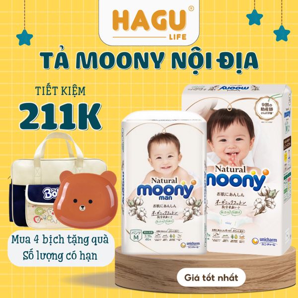 Bỉm Moony Natural Nội Địa Chính Hãng - Dán/Quần Đủ Size NB63/S58/M48/L36/XL3200