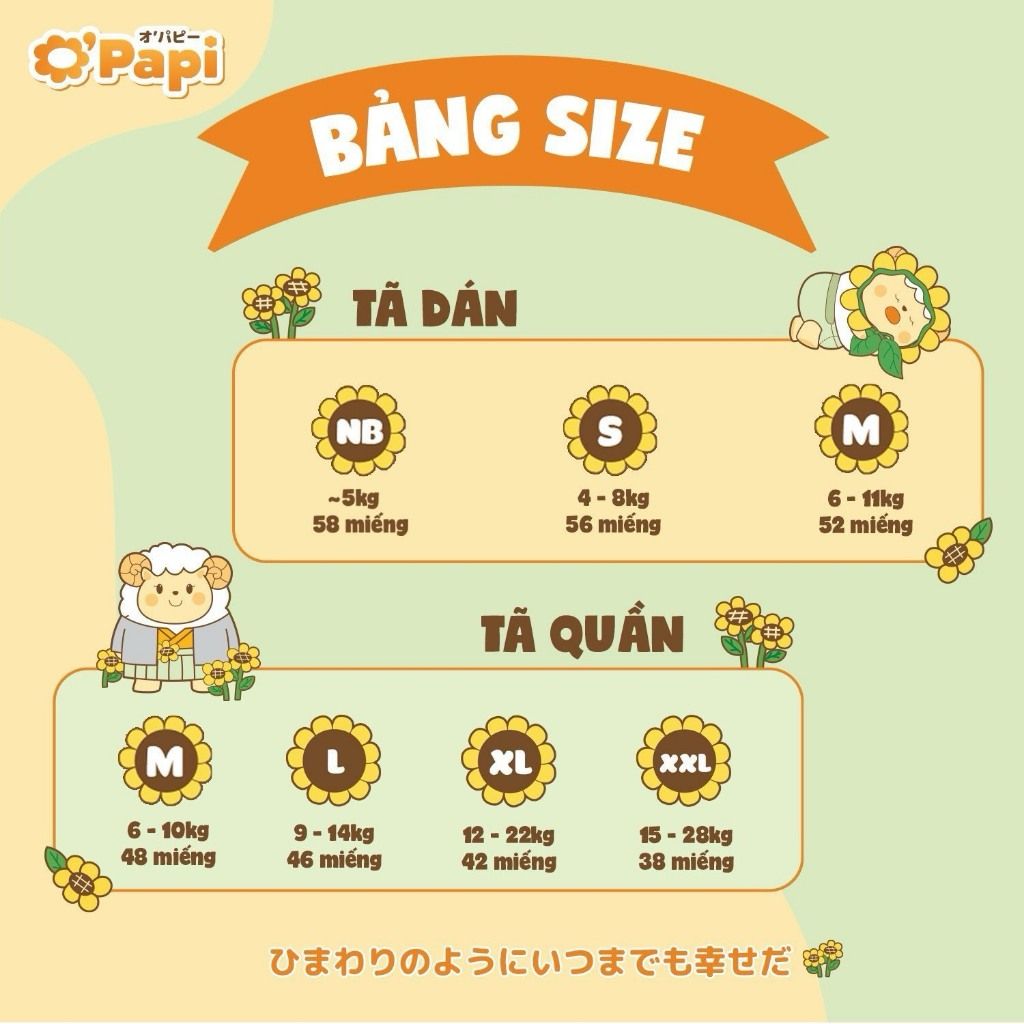 Tả bỉm Nội địa Nhật OPAPI dán quần đủ size kèm quà tặng