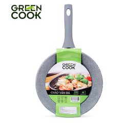 Chảo chống dính bếp từ vân đá GREEN COOK 22 - 24 - 26 - 28 - 30 cm tay cầm chịu nhiệt - Hàng chính hãng