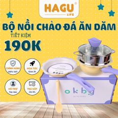 Bộ nồi chảo đá hình hoa cho bé ăn dặm cao cấp chống dính kèm lồng hấp nấu chế biến đồ gia đình dùng được bếp từ