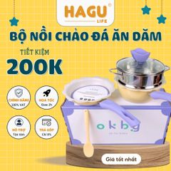 Bộ nồi chảo đá ăn dặm hình hoa cao cấp chống dính kèm lồng hấp nấu chế biến đồ gia đình dùng được bếp từ