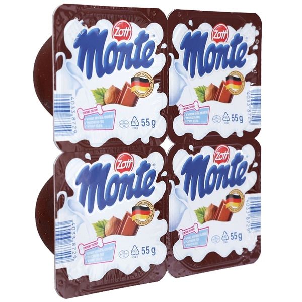  LỐC 4 HỦ VÁN SỮA MONTE ZOTT HƯƠNG SOCOLA 