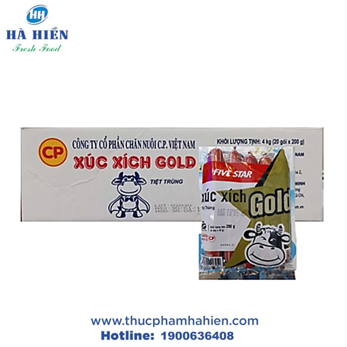  XÚC XÍCH GOLD TIỆT TRÙNG FIVESTAR 200G – THÙNG 20 GÓI 