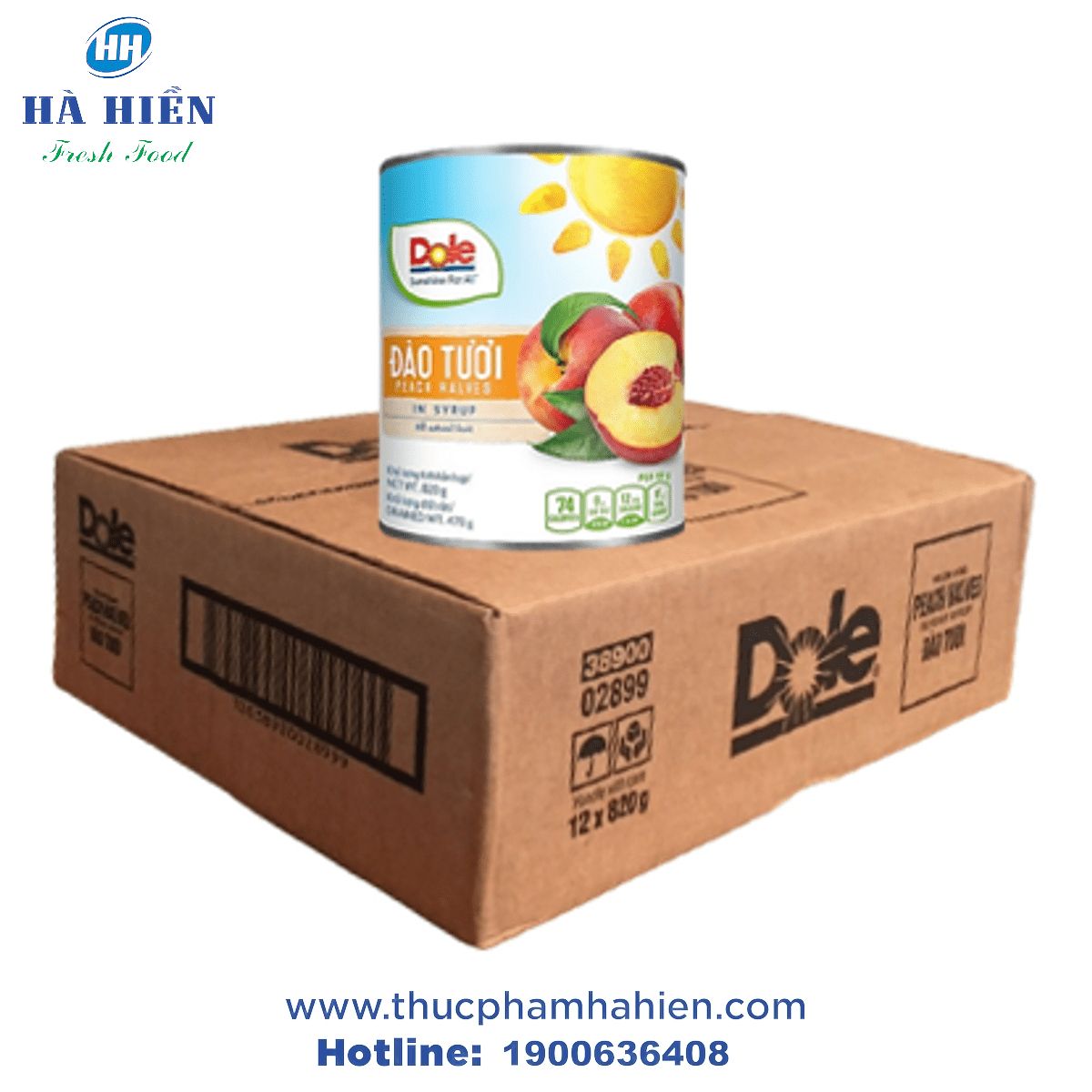  ĐÀO TƯƠI NGÂM DOLE (820G) – THÙNG 12 LON 