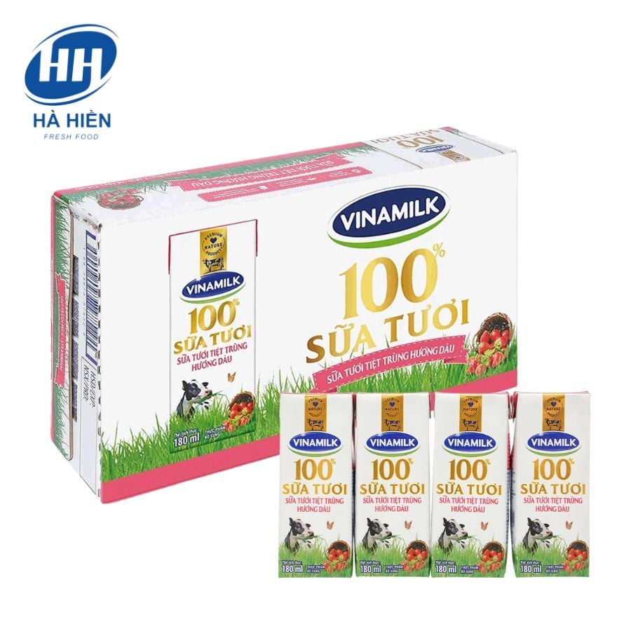  Thùng 48 hộp sữa tươi hương dâu Vinamilk 180ml 