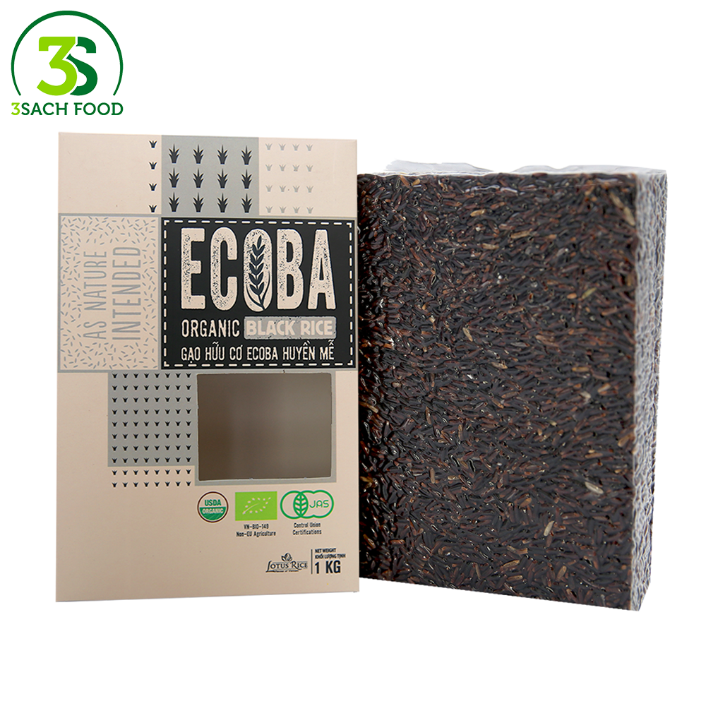  Gạo Lứt Đen Hữu Cơ Ecoba HS (Hộp 1kg) 