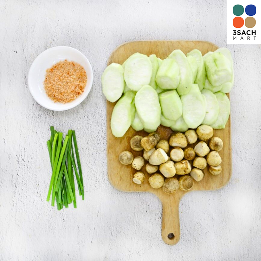  [RTC] Canh Mướp Nấu Nấm Rơm Tôm Khô (Khay 400Gr) 