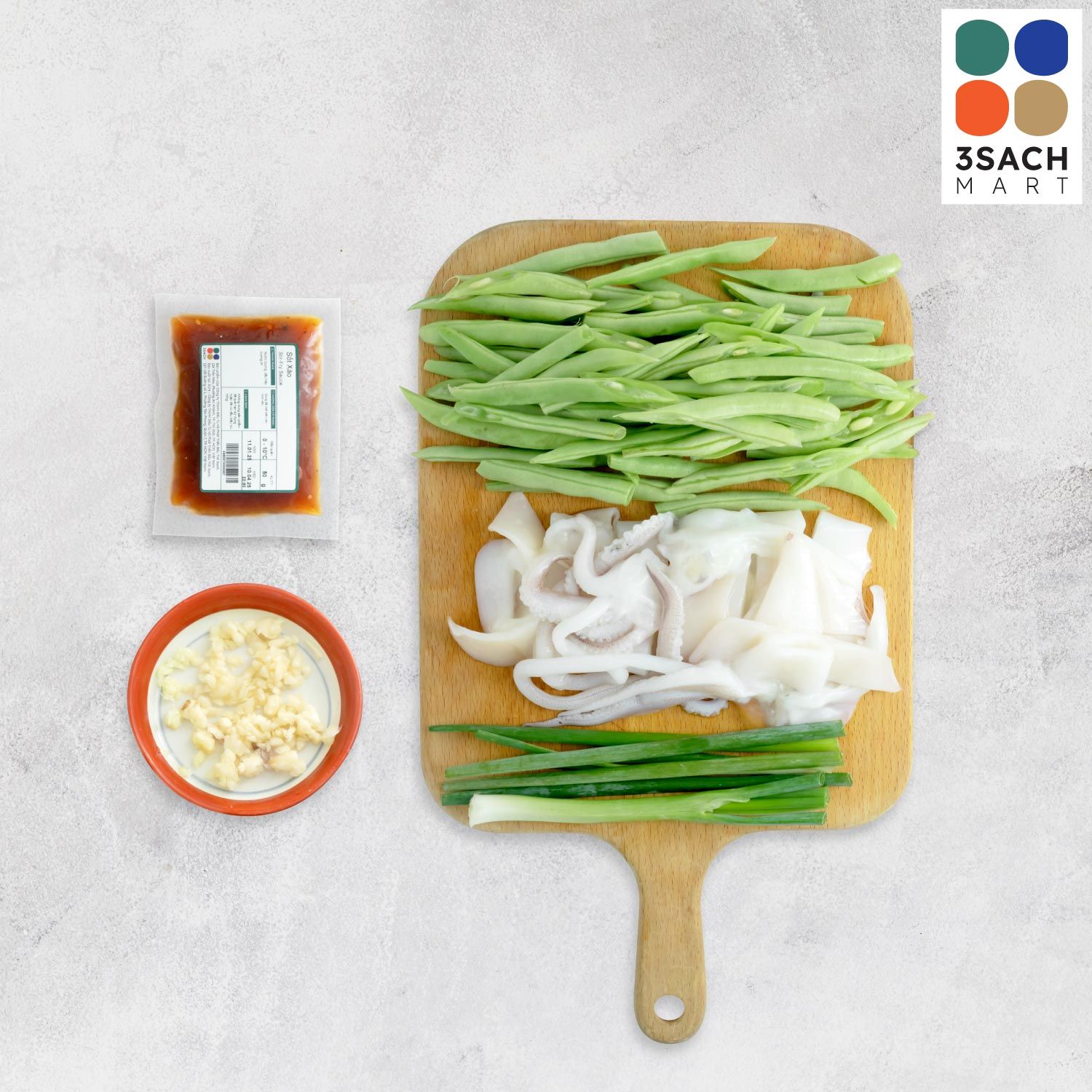  [RTC] Đậu Que Xào Mực (Khay 470g) 