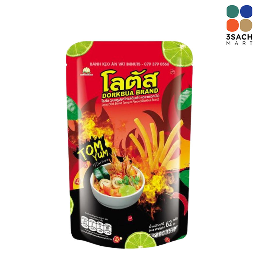  Bánh Que Dorkbua Tomyum (Gói 62g) 