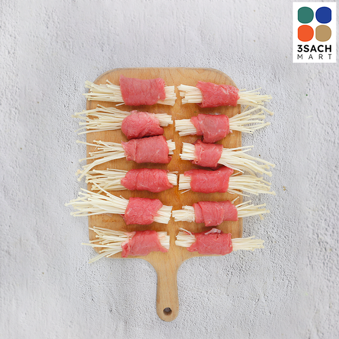  [RTC] Bò Cuộn Nấm Kim Châm (Khay 400g) 