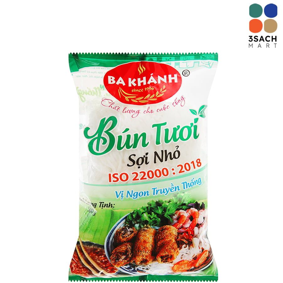  Bún Tươi Sợi Nhỏ Ba Khánh (Túi 500g) 