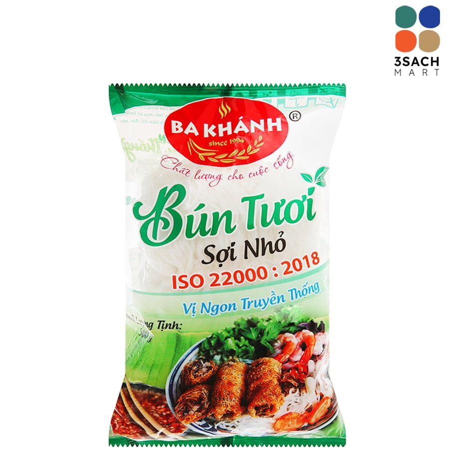  Bún Tươi Sợi Nhỏ Ba Khánh (Túi 500Gr) 