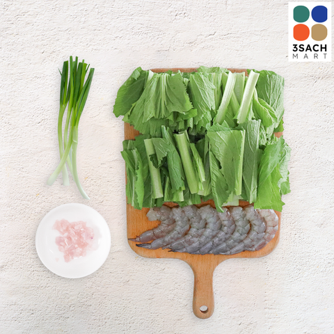  [RTC] Canh Tôm Thẻ Nấu Cải Bẹ Xanh (Khay 400g) 