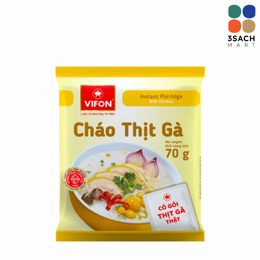  Cháo Thịt Gà Có Thịt Thật Vifon (Gói 70g) 