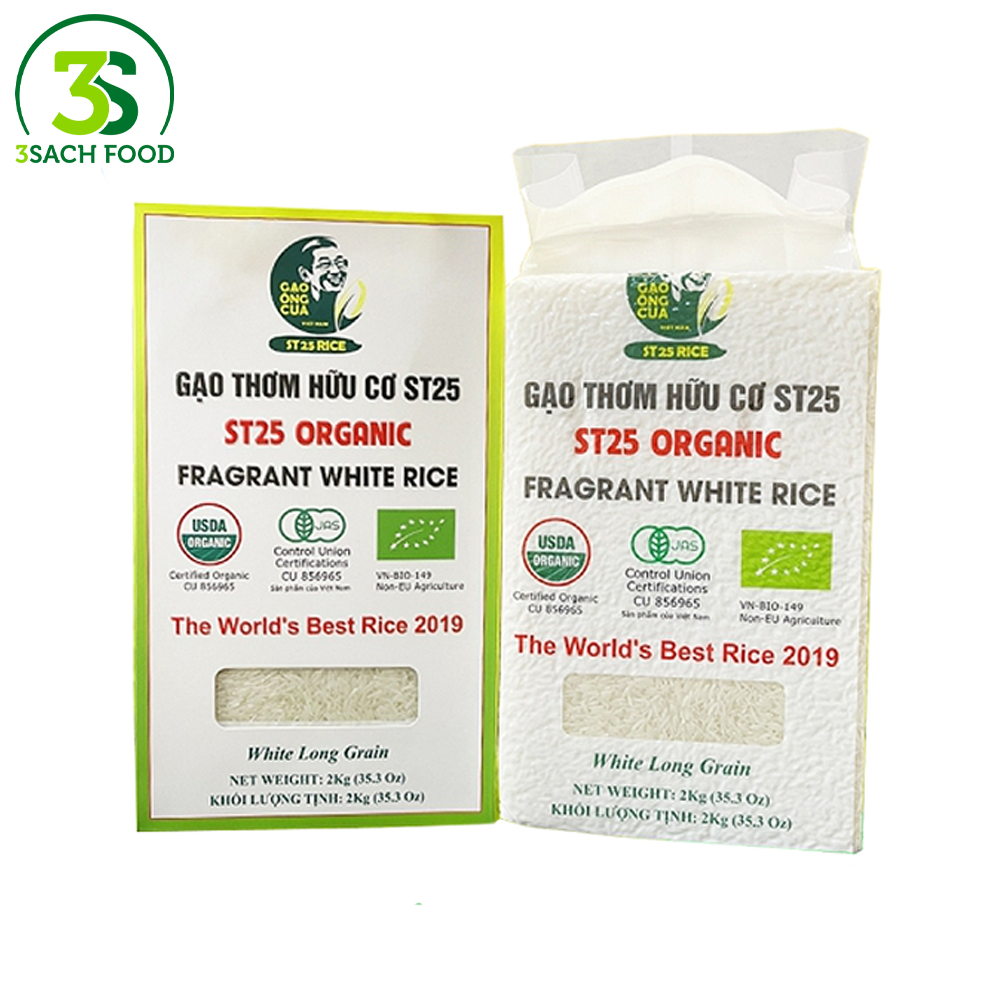  Gạo Thơm Hữu Cơ ST25 (Hộp 2kg) 