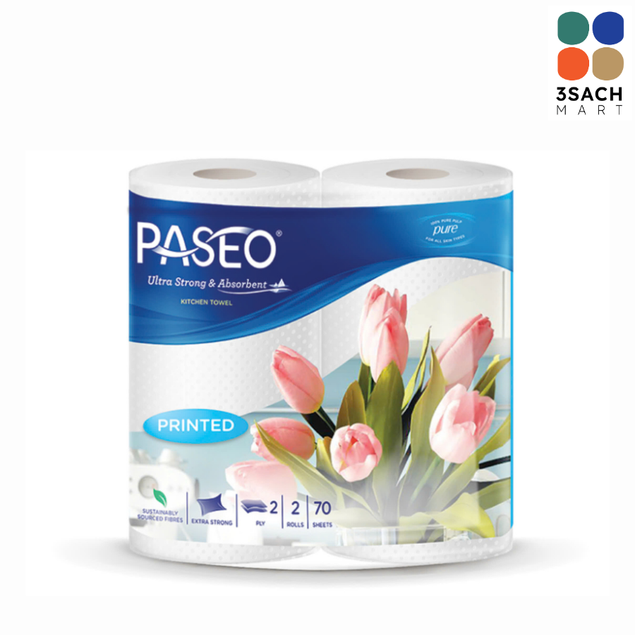  Giấy Bếp Đa Năng Paseo Có Họa Tiết (Lốc 2 Cuộn) 
