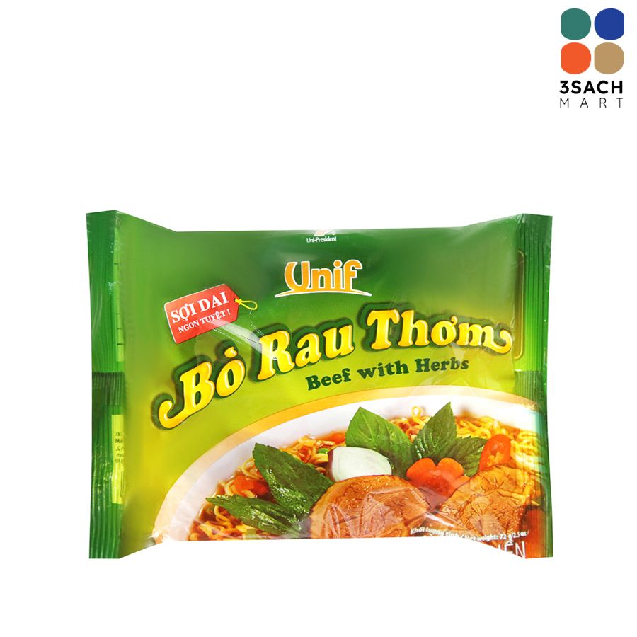  Mì Unif Bò Rau Thơm (Gói 72g) 