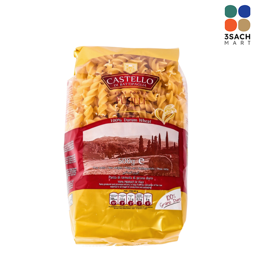  Mì Xoắn Fusilli Castello (Gói 500g) 