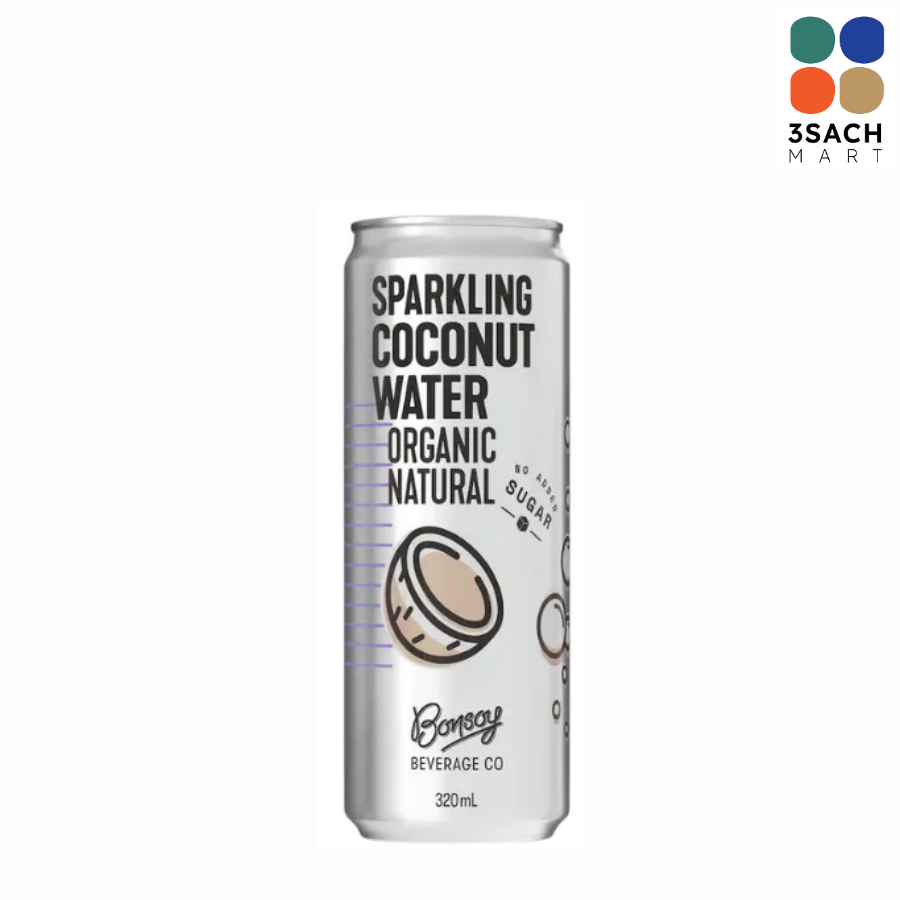  Nước Dừa Hữu Cơ Có Gas Bonsoy Vị Tự Nhiên (Lon 320ml) 