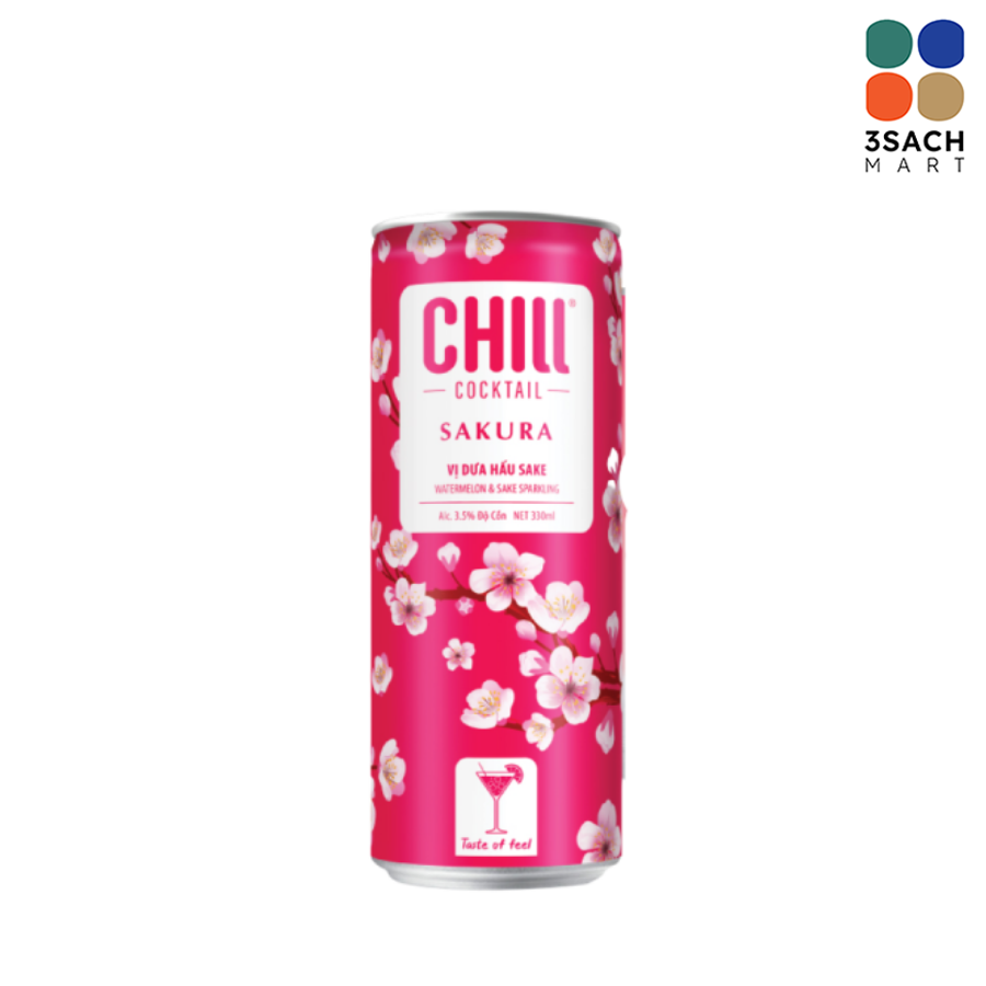  Nước Cocktail Chill Sakura Vị Dưa Hấu Sake (Lon 250ml) 