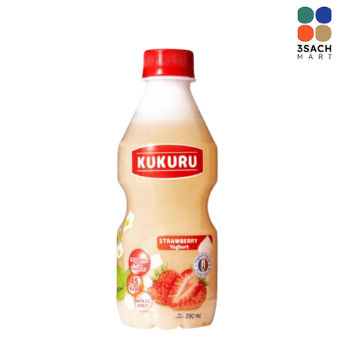  Nước Ép Dâu Yogurt Kukuru Thạch Dừa (Chai 280ml) 