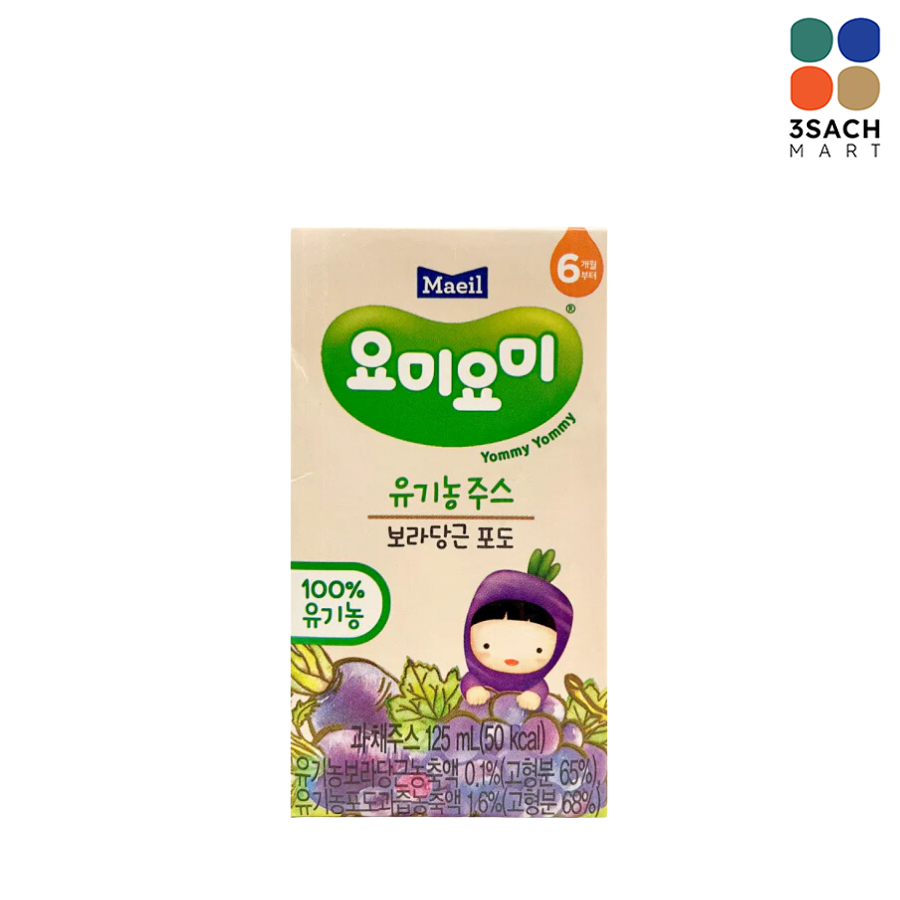  Nước Ép Trái Cây Hữu Cơ Vị Cà Rốt Nho Maeil (Hộp 125ml) 