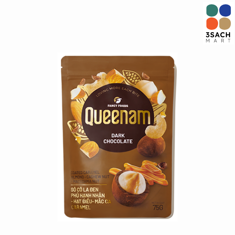  Sô Cô La Đen Phủ Hạnh Nhân Hạt Điều Mắc Ca Caramel QN (Gói 75g) 