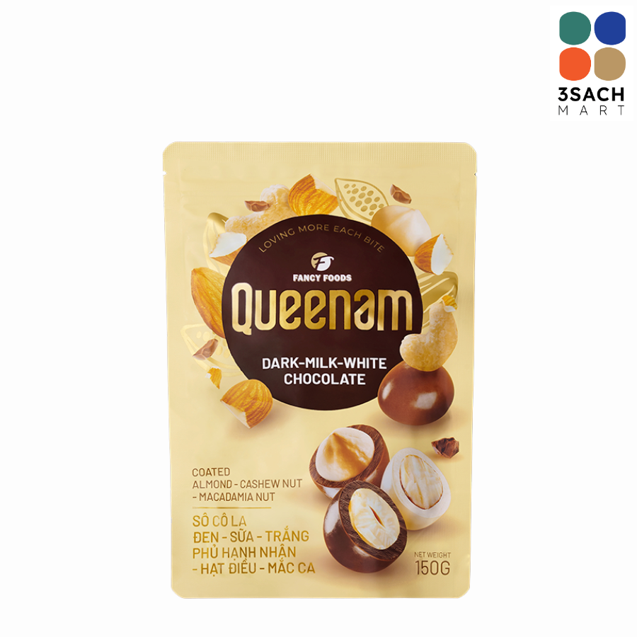  Sô Cô La Đen Sữa Trắng Phủ Hạnh Nhân Hạt Điều Mắc Ca QN (Gói 75g) 