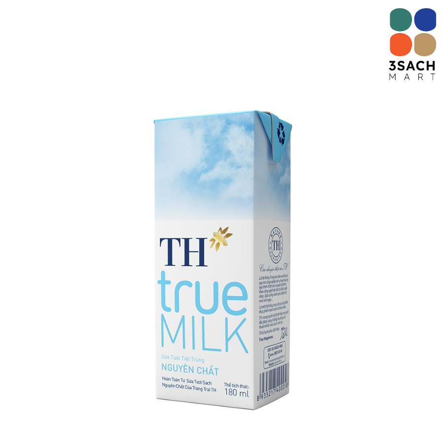  Sữa Tươi Tiệt Trùng Nguyên Chất TH True Milk (Hộp 180ml) 